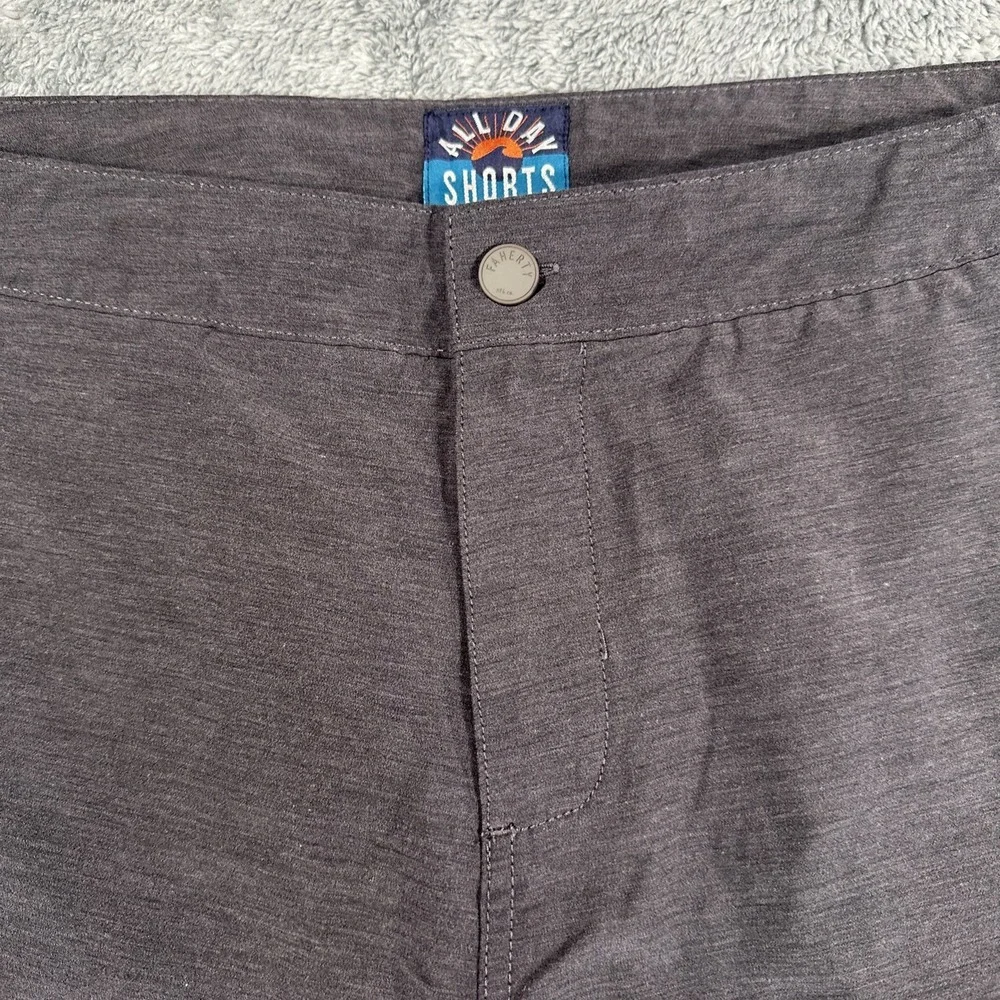Faherty All Day Shorts Mens 38 Dark Gray Performance Stretch Summer Casual Chino
